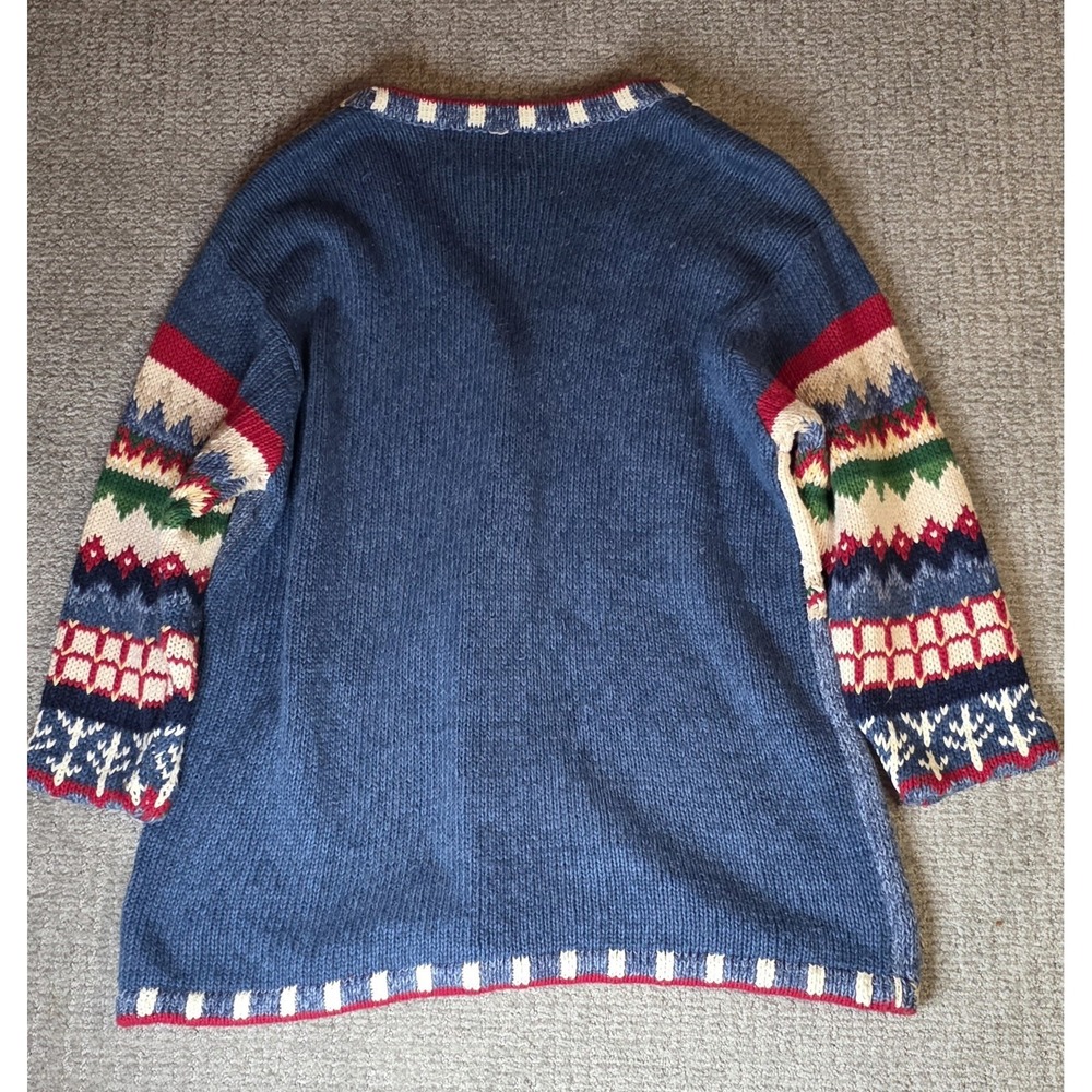 Vtg TIARA International Sweater Womens Large Winter Christmas Panel Cardigan - Picture 2 of 3
